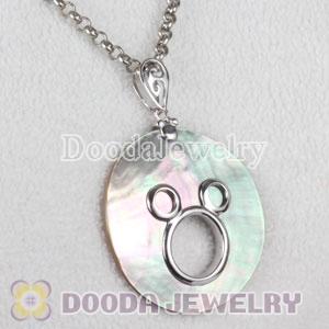 Sterling Silver Mickey Mouse Fashion Shell Pendant Fit European Necklace