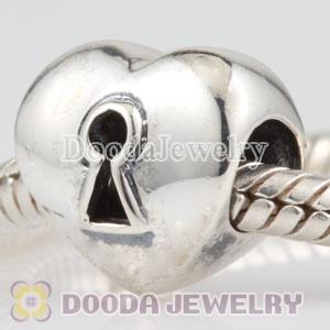 925 Sterling Silver Key Heart Beads European Compatible