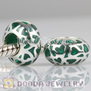 Enamel Green Love Beads 925 Sterling Silver fit European Largehole Jewelry