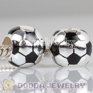 925 Solid Silver Beads Enamel Football European Compatible