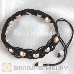 Wholesale Fashion Hand Knitted Adjustable Bracelet with Nature Freshwater Pearl