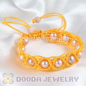 Wholesale Fashion Hand Knitted Adjustable Bracelet with Nature Freshwater Pearl