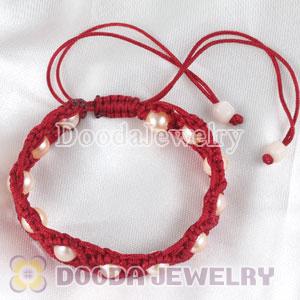 handmade Inspired Hand Knitted Adjustable Bracelet with Nature Freshwater Pearl
