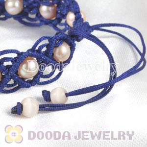 handmade Inspired Hand Knitted Adjustable Bracelet with Nature Freshwater Pearl