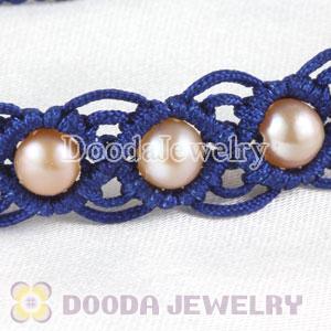 handmade Inspired Hand Knitted Adjustable Bracelet with Nature Freshwater Pearl