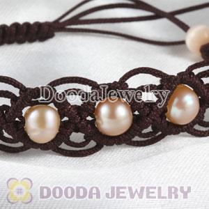 handmade Inspired Hand Knitted Adjustable Bracelet with Nature Freshwater Pearl