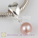 Sterling Silver Heart Charms with 6mm Light Amethyst Nature Freshwater Pearl