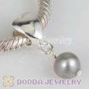 Sterling Silver Heart Charms with 6mm Metallic grey Nature Freshwater Pearl