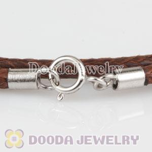 46cm Charm Brown Leather Necklace with sterling silver clasp