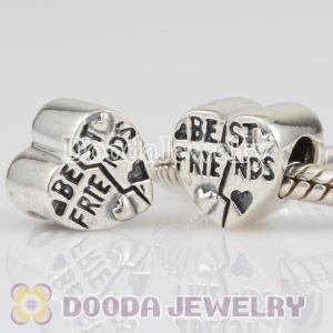 925 Sterling Silver BEST FRIENDS Heart Bead European Compatible