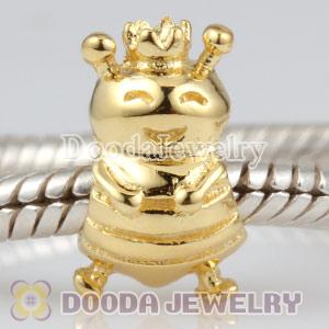 Gold Plated Queen Bee Sterling Silver Bead with Crown European Compatible