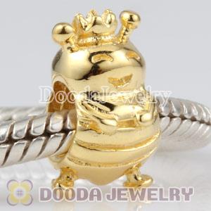 Gold Plated Queen Bee Sterling Silver Bead with Crown European Compatible