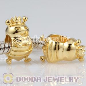 Gold Plated Queen Bee Sterling Silver Bead with Crown European Compatible