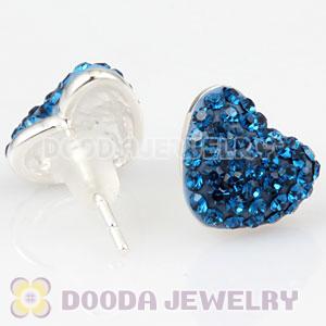 Sterling Silver Austrian crystal Heart Stud Earrings