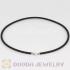 43cm Charm Black PU Necklace with sterling silver clasp European compatible