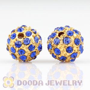 10mm handmade Gold Plated Alloy Beads with Blue Crystal Wholesale