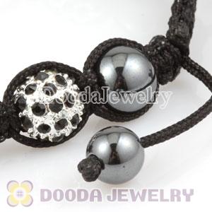 handmade Style TresorBeads Black Crystal Ball Bead Bracelets with Hematite