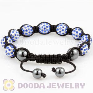 handmade Style TresorBeads Blue Crystal Ball Bead Bracelets with Hematite