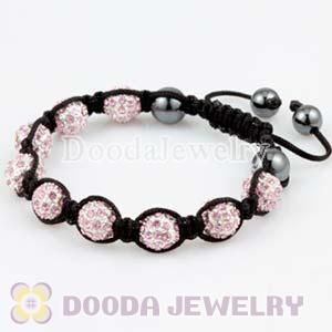 handmade Style TresorBeads Pink Crystal Ball Bead Bracelets with Hematite