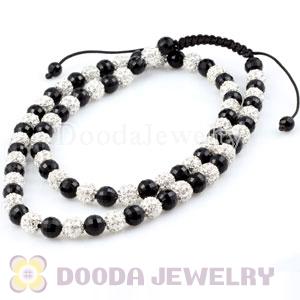 handmade Necklace Wholesale with Faceted Black and Crystal Disco Beads