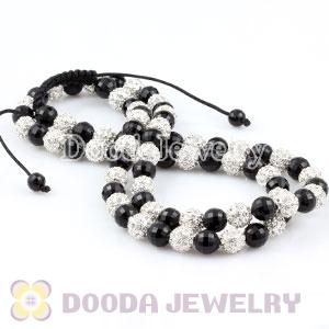 handmade Necklace Wholesale with Faceted Black and Crystal Disco Beads