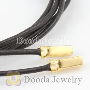 Black Leather Bracelets with 925 Silver Ends with 925 Stamped