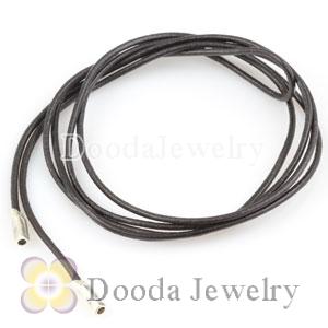 Black Leather Bracelets with 925 Silver Ends with 925 Stamped