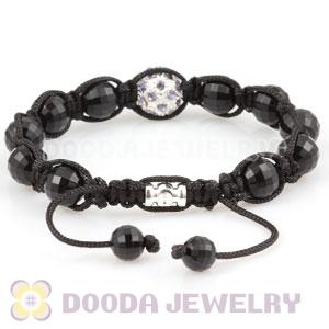 Wholesale handmade Bracelets with crystal and Faceted Black ABS plastic Beads