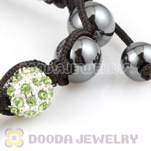 handmade Style TresorBeads Bracelets with green Crystal Ball and Hematite