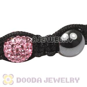 TresorBeads Macrame Bracelets with pink Crystal and Hematite beads 