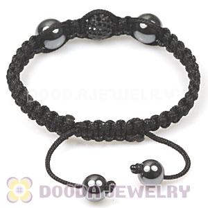 TresorBeads Macrame Bracelets with black Crystal and Hematite beads 