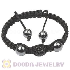TresorBeads Macrame Bracelets with black Crystal and Hematite beads 