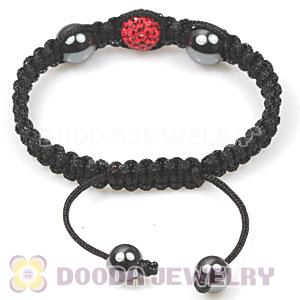 TresorBeads Macrame Bracelets with red Crystal and Hematite beads 