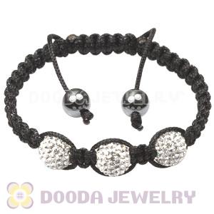 TresorBeads Macrame Bracelets with white Crystal and Hematite beads 