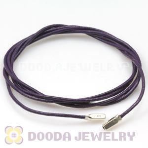 Purple Leather Bracelets with 925 Silver Ends with 925 Stamped