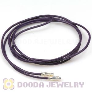 Purple Leather Bracelets with 925 Silver Ends with 925 Stamped