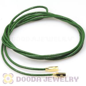 Grass green  Leather Bracelets with 925 Silver Ends with 925 Stamped