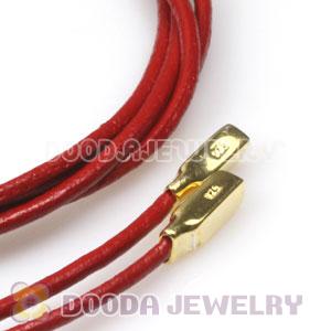 Bright red Leather Bracelets with 925 Silver Ends with 925 Stamped