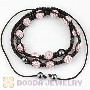 Fashion handmade necklace with pink Crystal alloy beads and Hematite beads