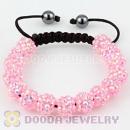 Fashion handmade Inspired Bracelets with pink plastic Crystal beads and hemitite