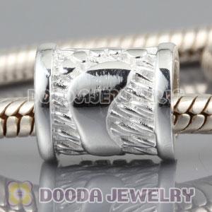 Shiny 925 Sterling Silver Footprint charm Paw Bead fits European bracelet