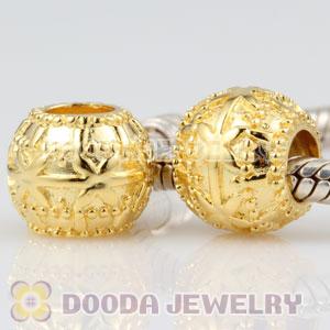 Gold plated Sterling Silver Ribbon flower bed charm Beads