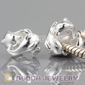 Shiny Sterling Silver 3 Playful Dolphins charm Beads