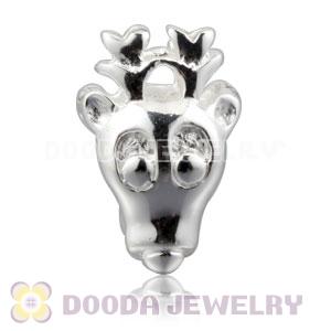 Shiny Sterling Silver Reindeer charm Beads
