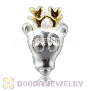 Authentic Sterling Silver Reindeer with gold antler charm Beads