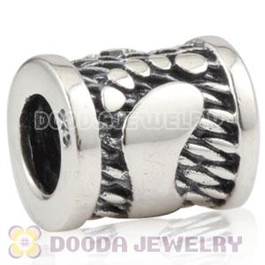 Antique 925 Sterling Silver Footprint charm Paw Bead fits European bracelet