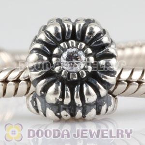 Sterling Silver April Birthday Charm Beads with CZ Stone