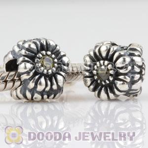 925 Sterling Silver August Birthday Charm Beads with CZ Stone