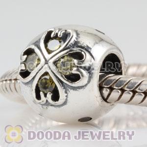 925 Sterling Silver August Birthstone Charm Beads with CZ Stone