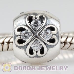 925 Sterling Silver April Birthstone Charm Beads with CZ Stone